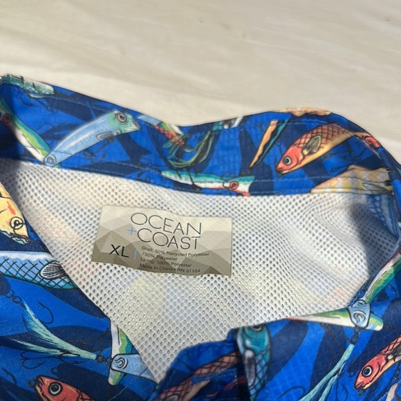 Vibrant Blue and Orange Casual Button Down Shirt - Picture 3 of 12